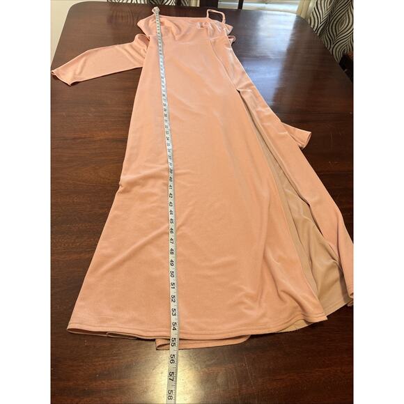 Birdy Grey Pink Bridesmaid Dress Size XS Benny Tie Back Crepe Dusty Rose Maxi - Picture 7 of 10
